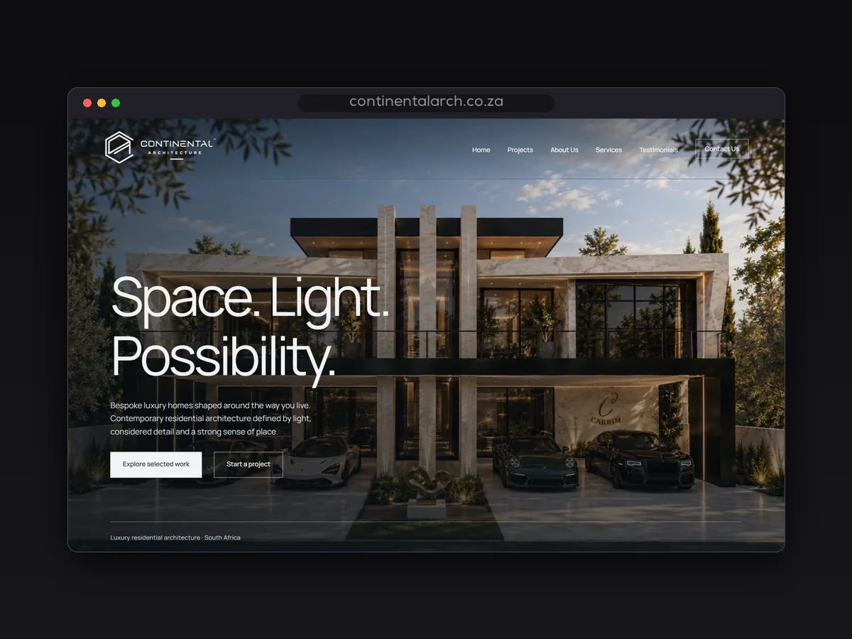 Continental Arch website by Lemon Media