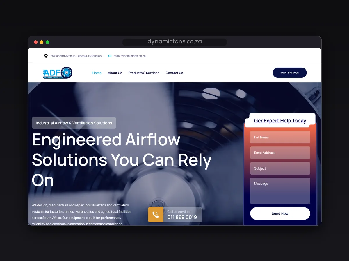 Air Dynamic Fans website by Lemon Media