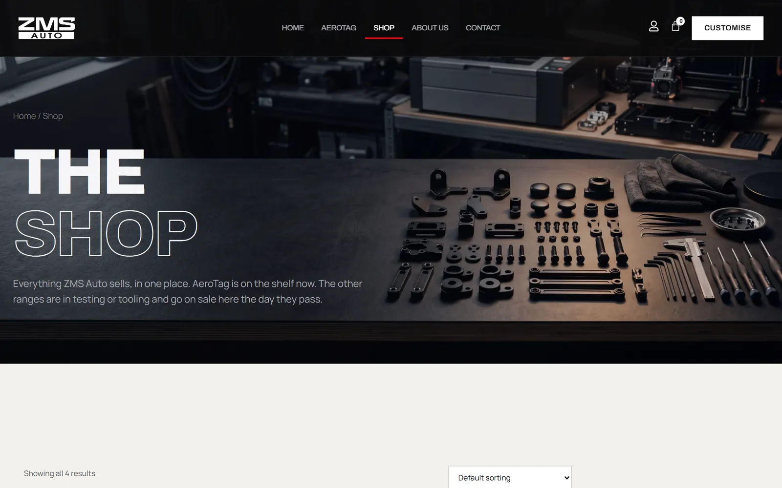 ZMS Auto online shop, category page